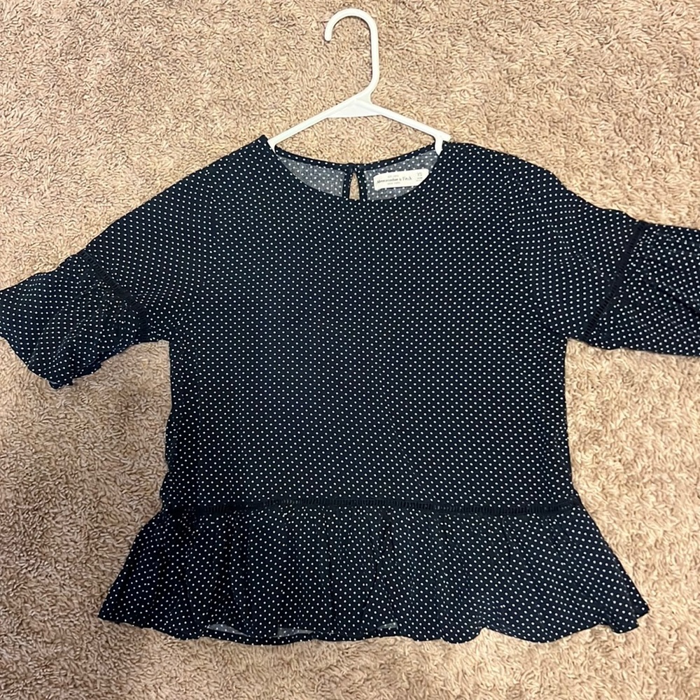 Abercrombie blue and white dotted shirt